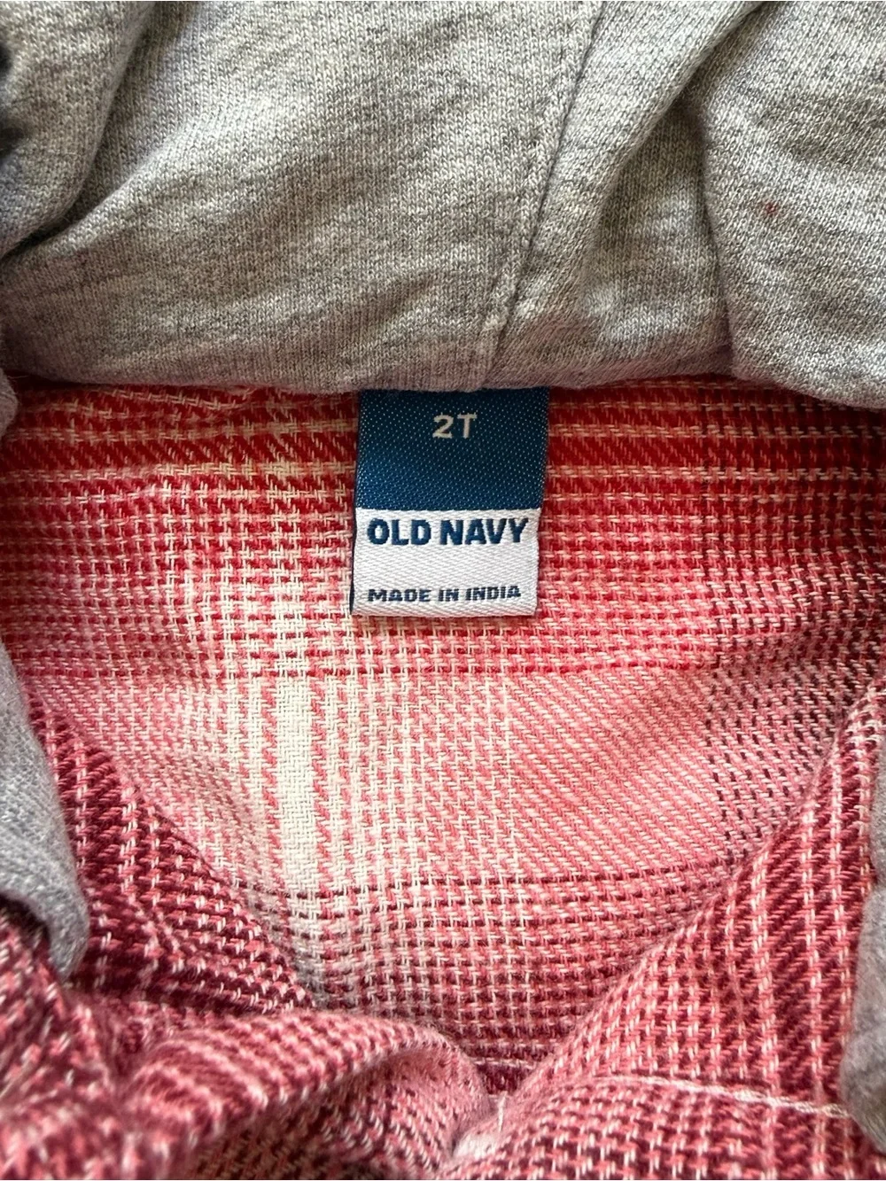Old Navy Toddler Plaid Hooded Flannel Shirt Size 2T